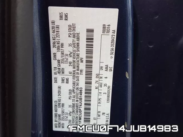 1FMCU0F74JUB14983 фото 2