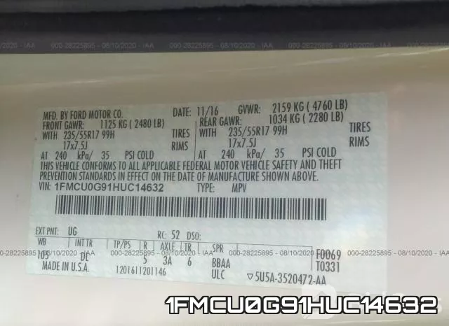 1FMCU0G91HUC14632 фото 10