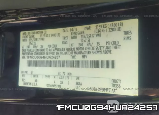 1FMCU0G94HUA24257 фото 10