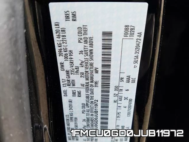 1FMCU0GD0JUB11972 фото 2