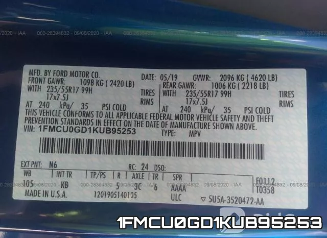 1FMCU0GD1KUB95253 фото 10