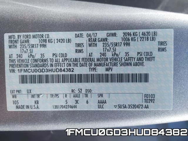 1FMCU0GD3HUD84382 фото 2