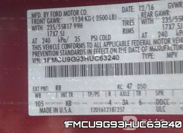 1FMCU9G93HUC63240 фото 10