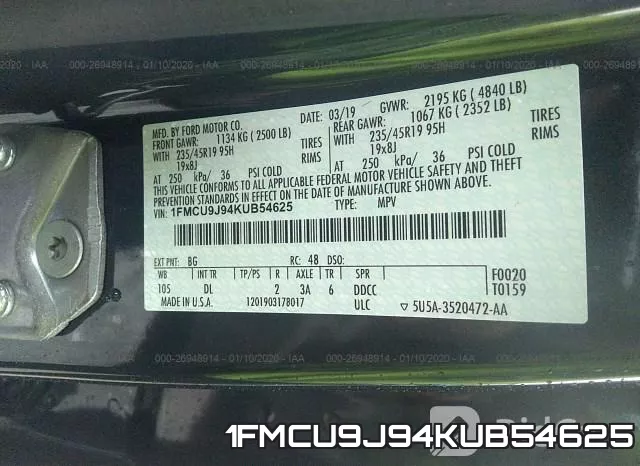 1FMCU9J94KUB54625 фото 10