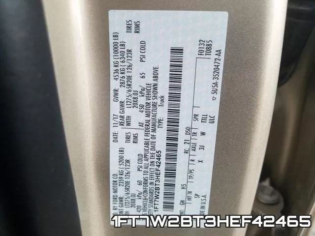 1FT7W2BT3HEF42465 фото 2