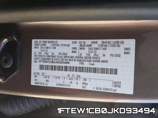 1FTEW1CB0JKD93494 фото 2