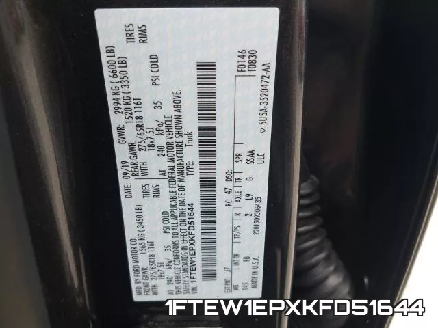 1FTEW1EPXKFD51644 фото 2