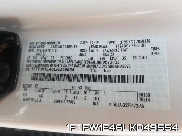 1FTFW1E46LKD49554 фото 2