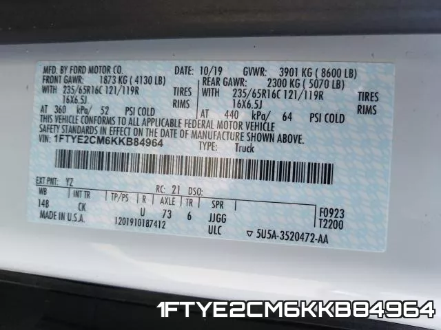1FTYE2CM6KKB84964 фото 2