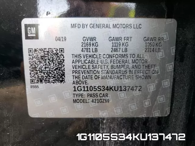 1G1105S34KU137472 фото 2