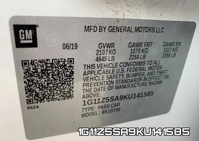 1G11Z5SA9KU141585 фото 2