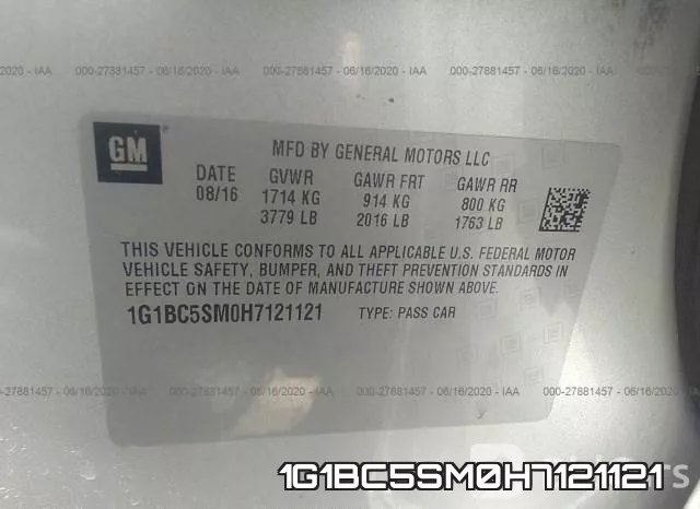 1G1BC5SM0H7121121 фото 10
