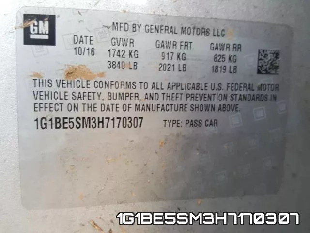 1G1BE5SM3H7170307 фото 2