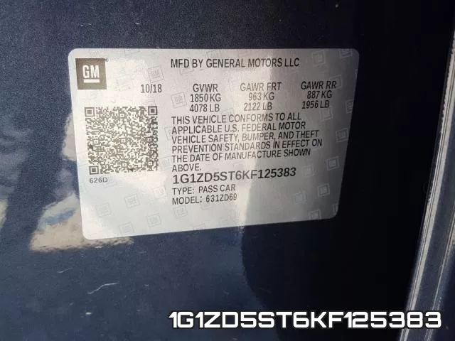 1G1ZD5ST6KF125383 фото 2