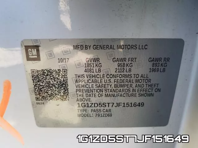 1G1ZD5ST7JF151649 фото 2