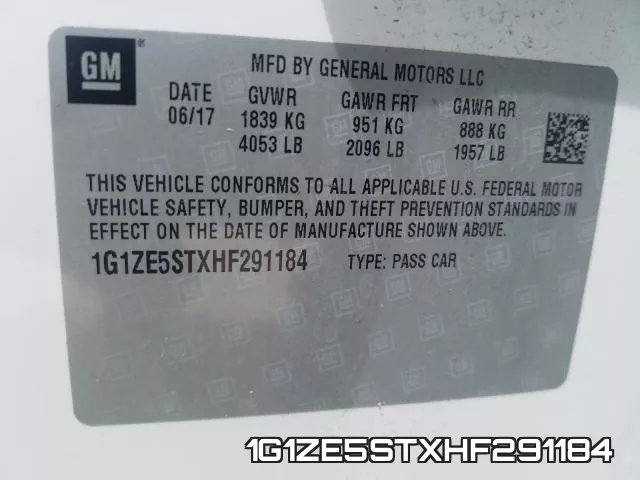 1G1ZE5STXHF291184 фото 2