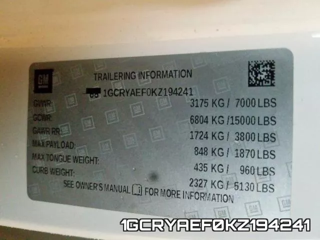 1GCRYAEF0KZ194241 фото 2