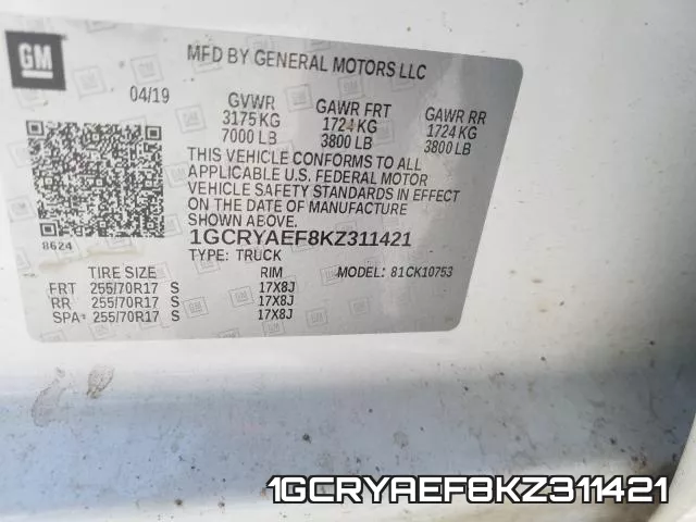 1GCRYAEF8KZ311421 фото 2
