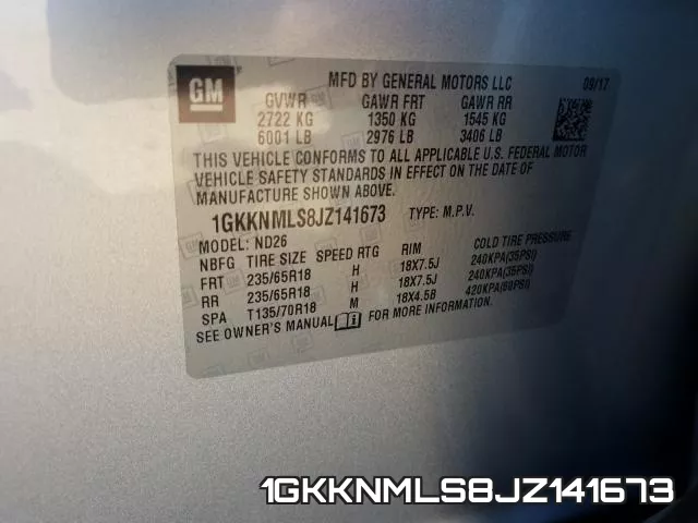 1GKKNMLS8JZ141673 фото 2