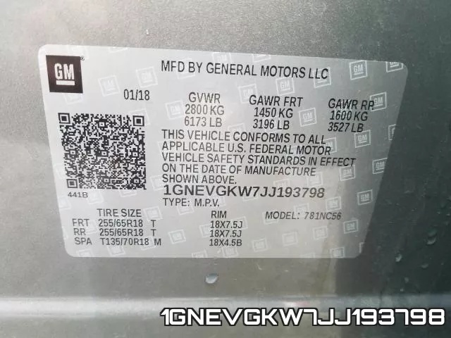 1GNEVGKW7JJ193798 фото 2