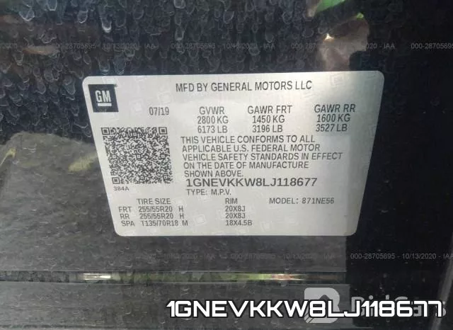 1GNEVKKW8LJ118677 фото 10