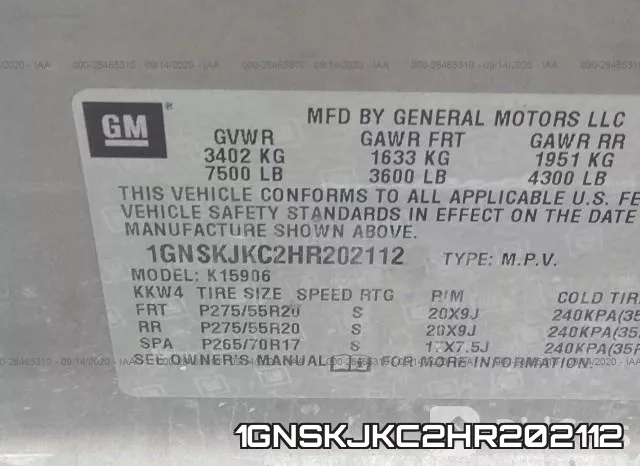 1GNSKJKC2HR202112 фото 10