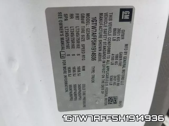 1GTW7AFF5H1914936 фото 2