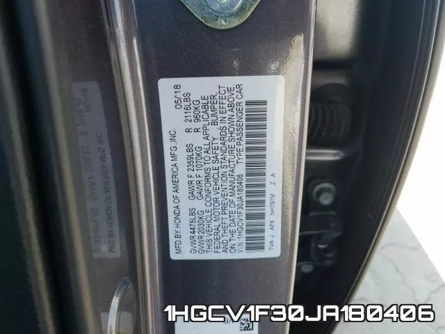 1HGCV1F30JA180406 фото 2