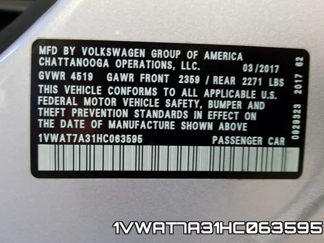 1VWAT7A31HC063595 фото 2