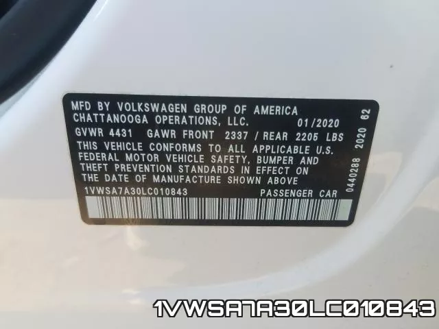 1VWSA7A30LC010843 фото 2