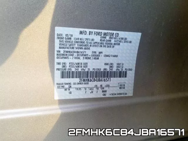 2FMHK6C84JBA16571 фото 2