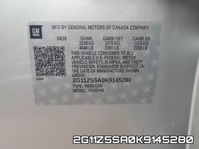 2G11Z5SA0K9145280 фото 2
