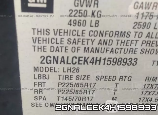 2GNALCEK4H1598933 фото 10