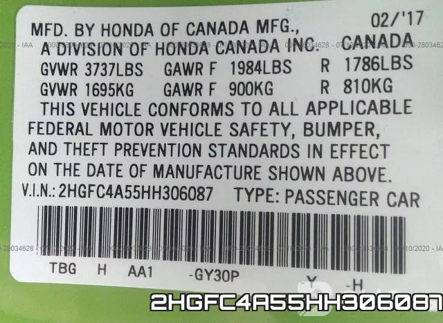 2HGFC4A55HH306087 фото 10