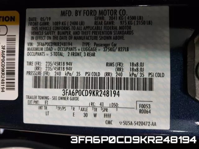 3FA6P0CD9KR248194 фото 2