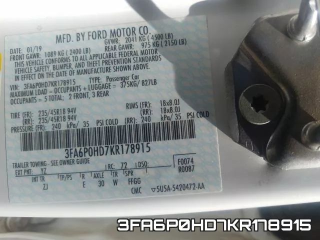 3FA6P0HD7KR178915 фото 2
