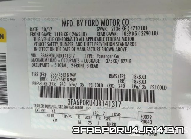 3FA6P0RU4JR141317 фото 9