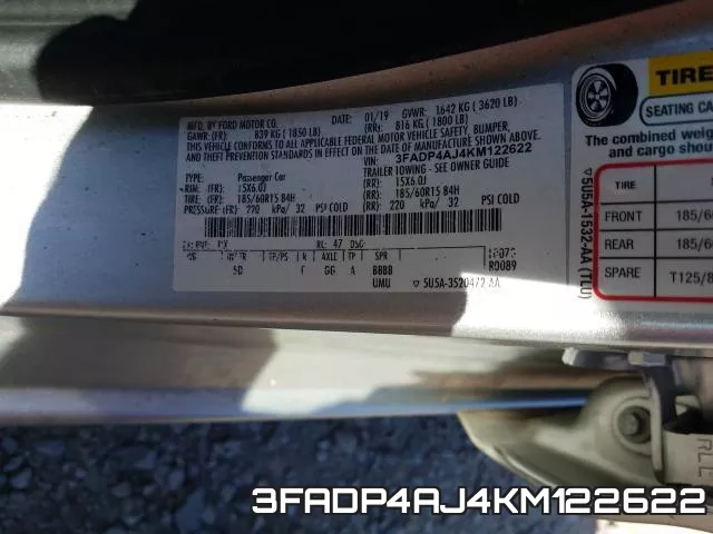 3FADP4AJ4KM122622 фото 2