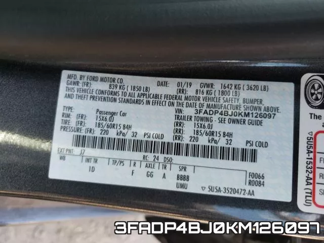 3FADP4BJ0KM126097 фото 2