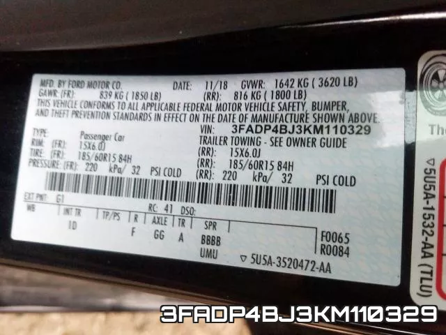 3FADP4BJ3KM110329 фото 2