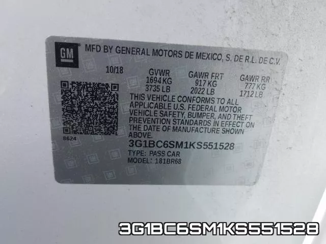 3G1BC6SM1KS551528 фото 2