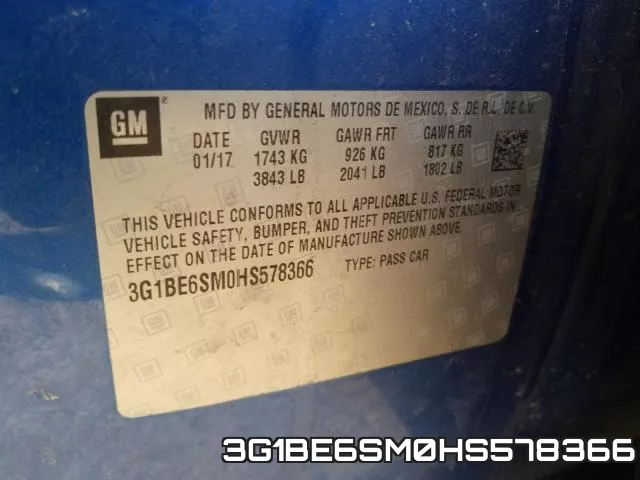 3G1BE6SM0HS578366 фото 2