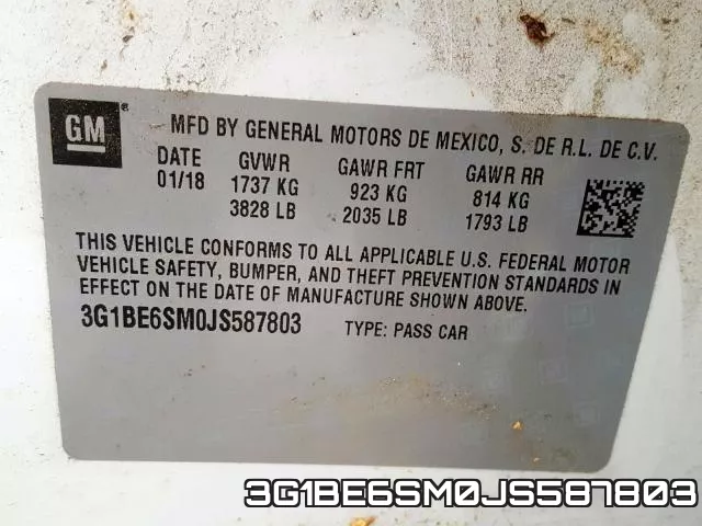 3G1BE6SM0JS587803 фото 2