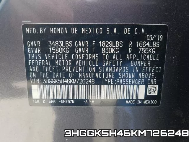 3HGGK5H46KM726248 фото 2