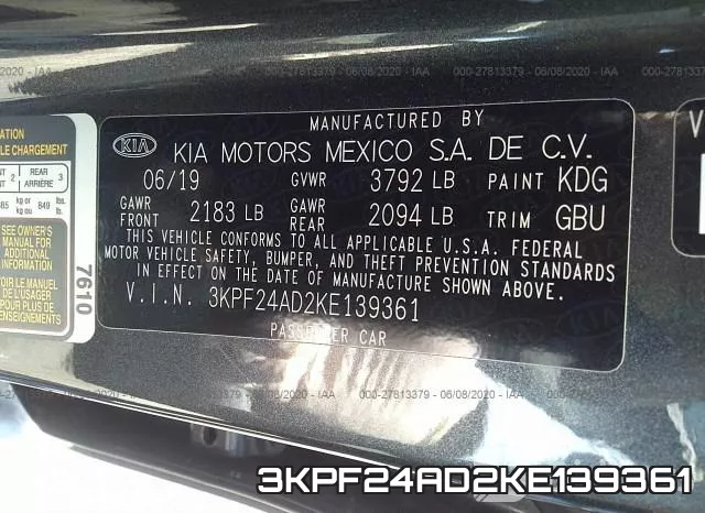 3KPF24AD2KE139361 фото 10