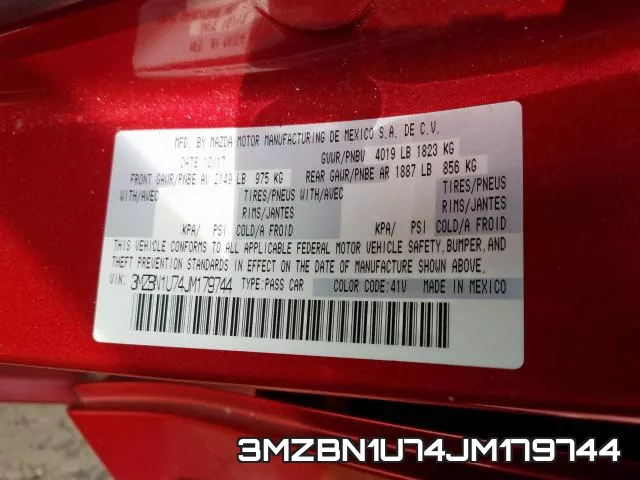 3MZBN1U74JM179744 фото 2