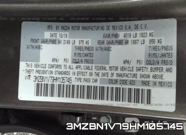 3MZBN1V79HM105745 фото 10
