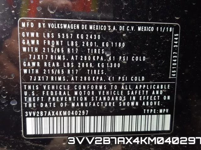 3VV2B7AX4KM040297 фото 2