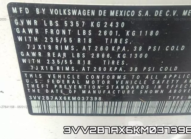 3VV2B7AX6KM037398 фото 10