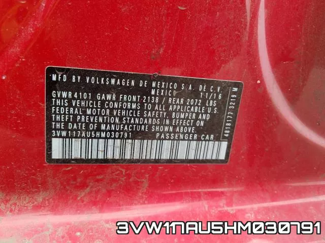 3VW117AU5HM030791 фото 2